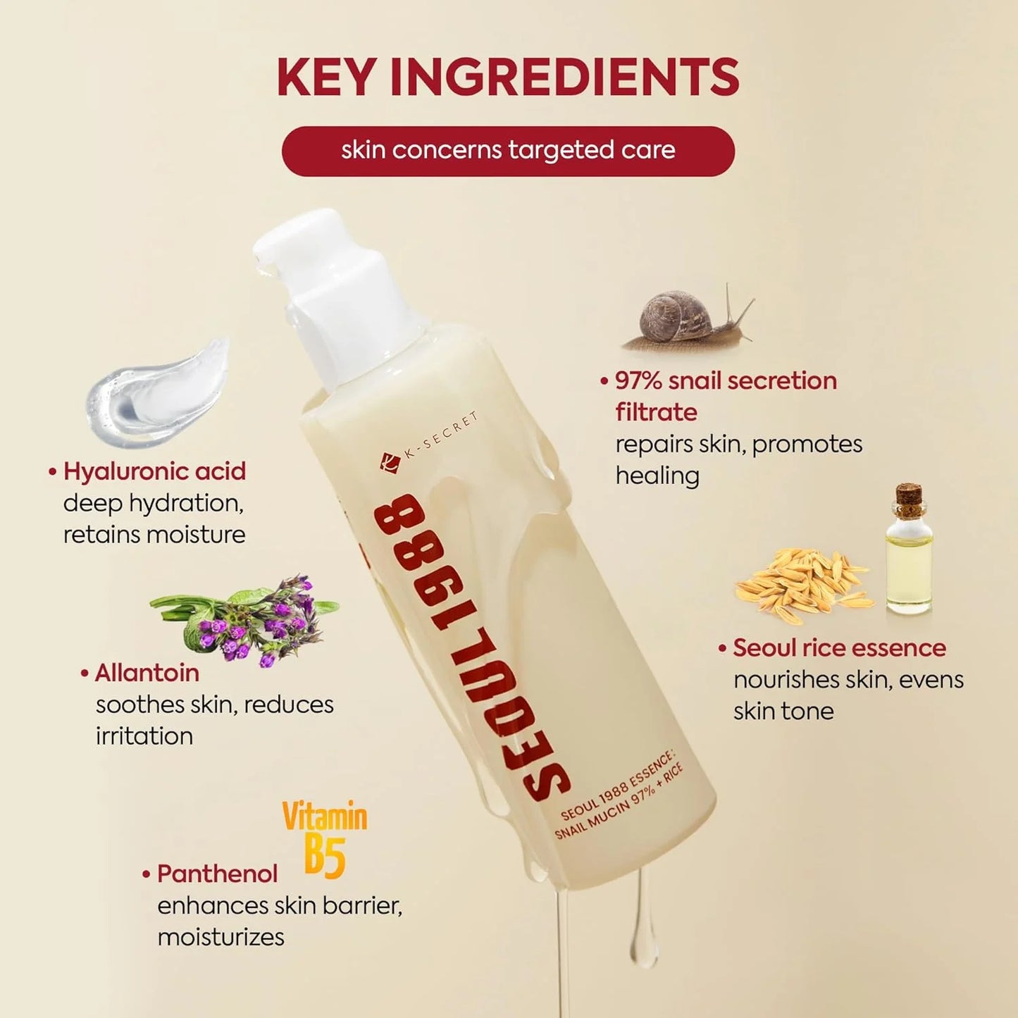 KSECRET SEOUL 1988 Essence: Snail Mucin 97% + Rice 100ml