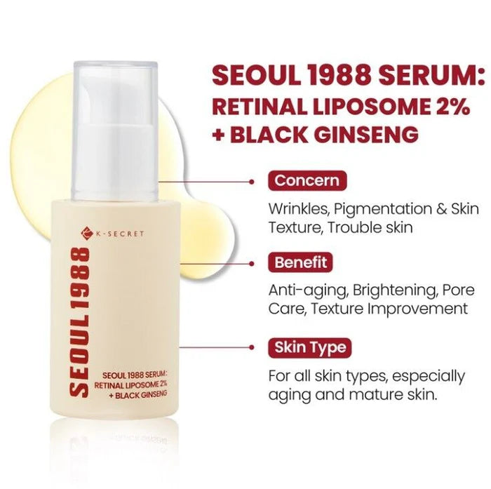 KSECRET SEOUL 1988 Serum: Retinal Liposome 2% + Black Ginseng 30ml