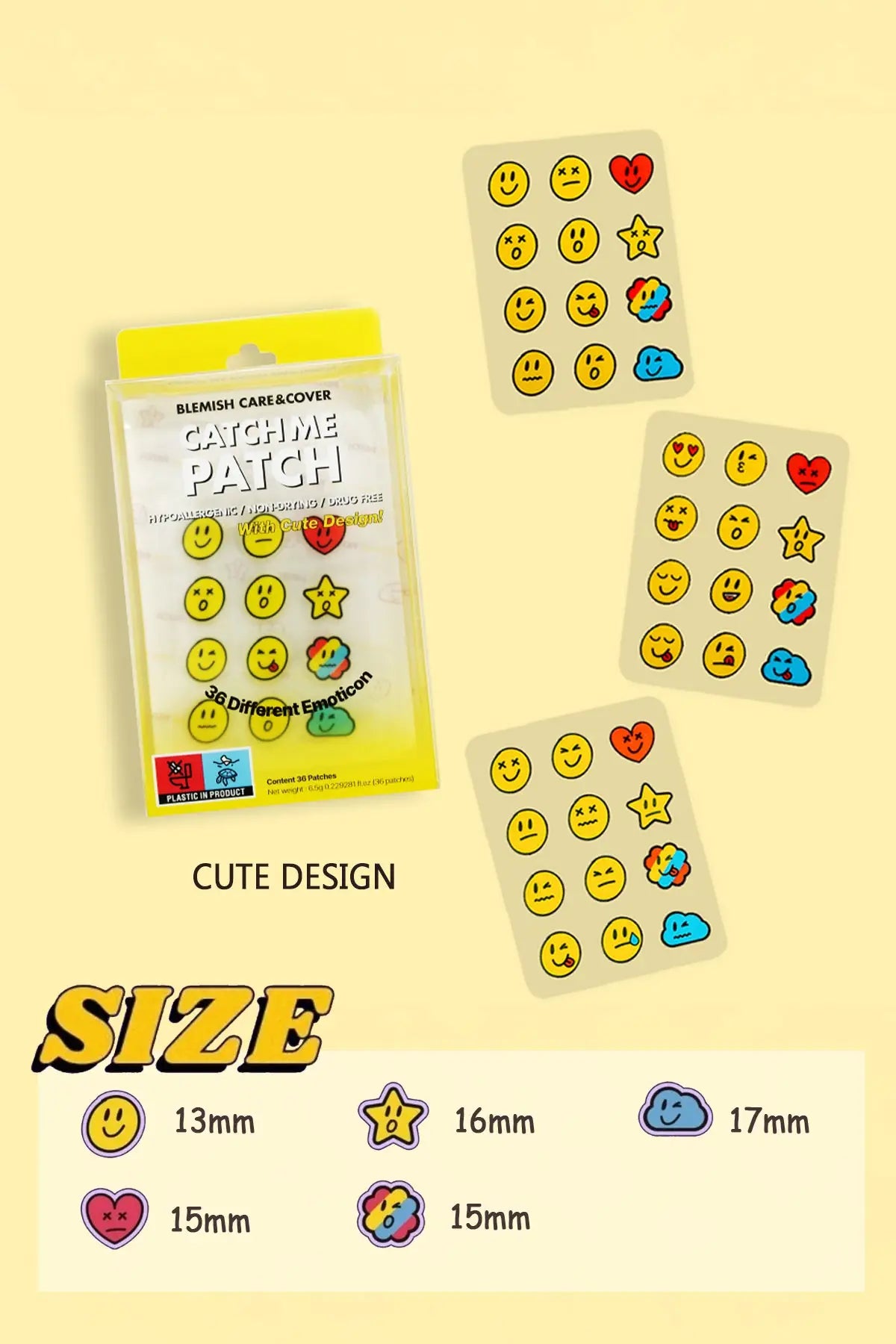 CATCH ME PATCH Emoticon Blemish Care & Cover 16pcs