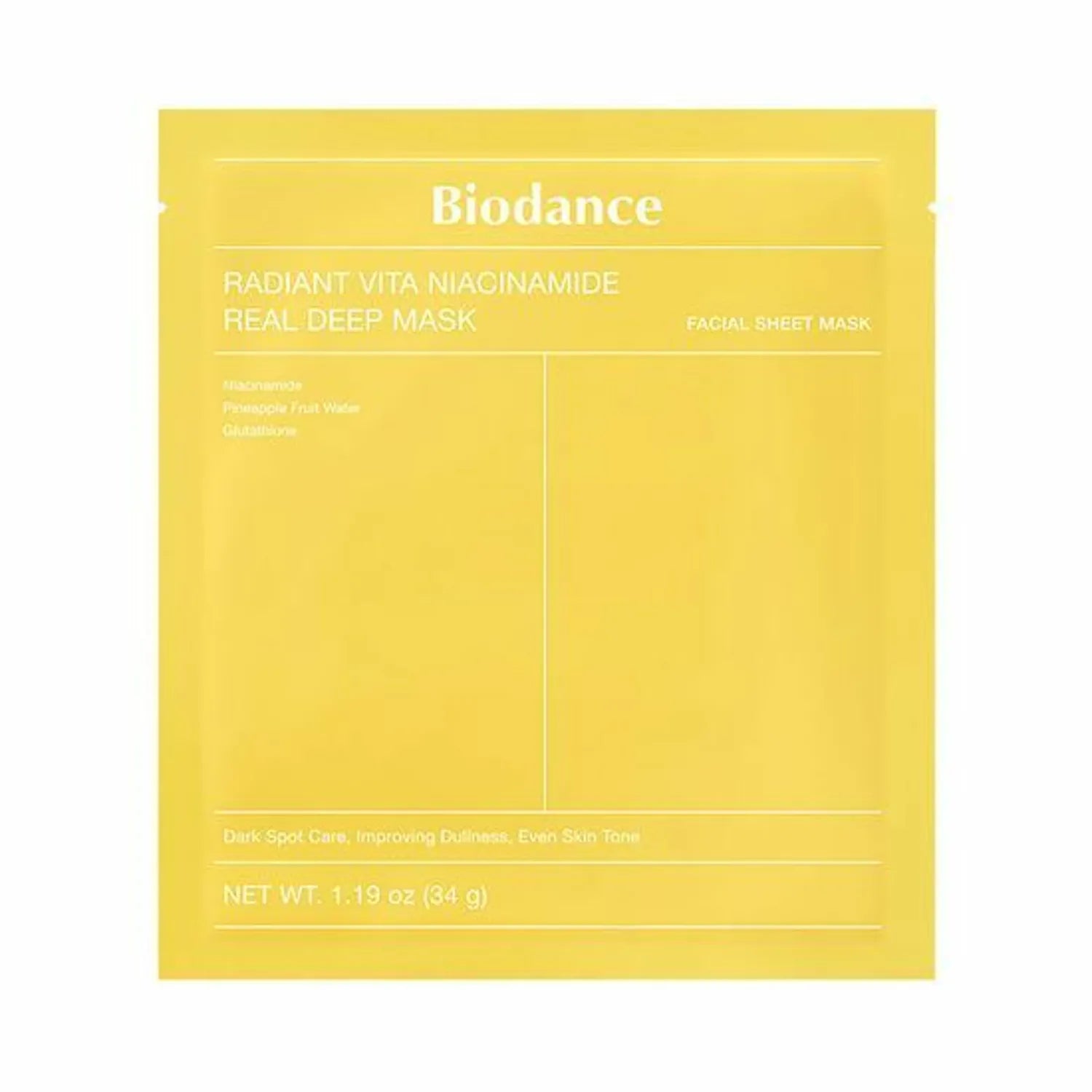 Biodance Radiant Vita Niacinamide Real Deep Mask Sheet Yellow Biodance Radiant Vita Niacinamide Real Deep Mask Sheet Yellow