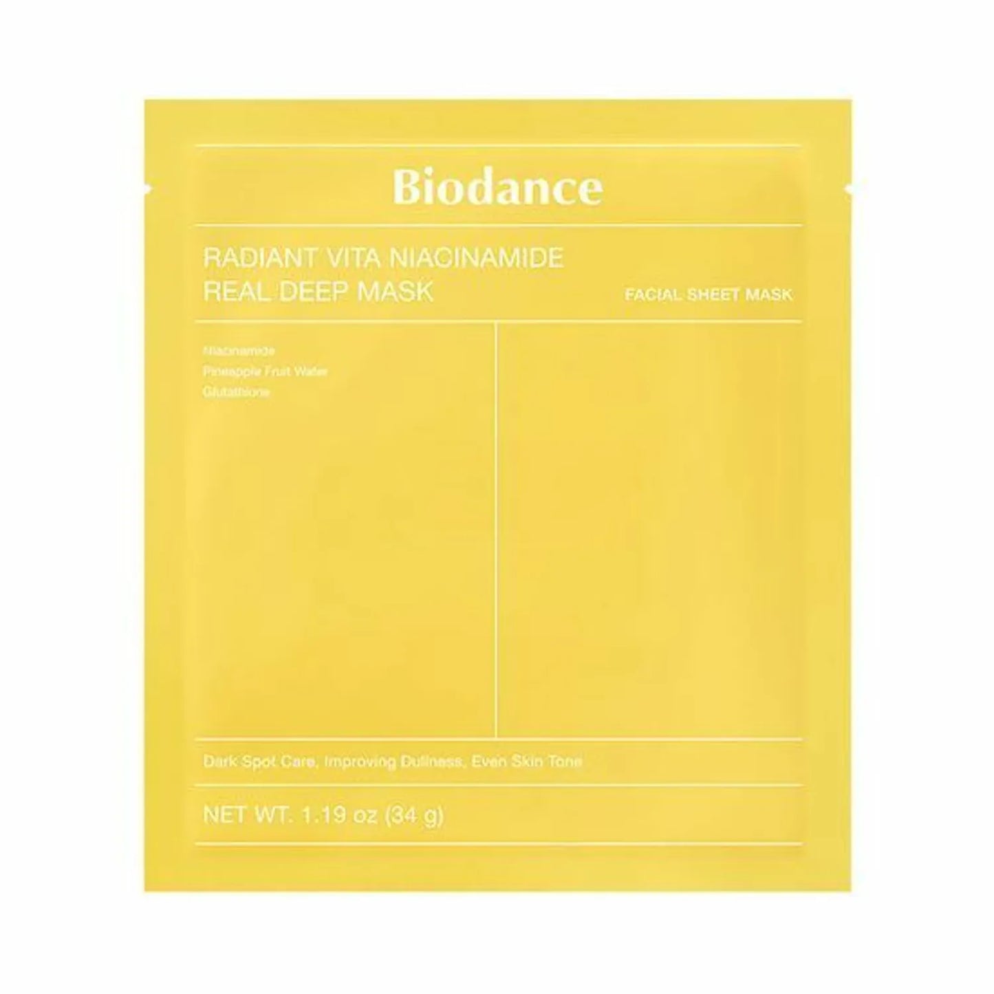 Biodance Radiant Vita Niacinamide Real Deep Mask Sheet (Yellow)