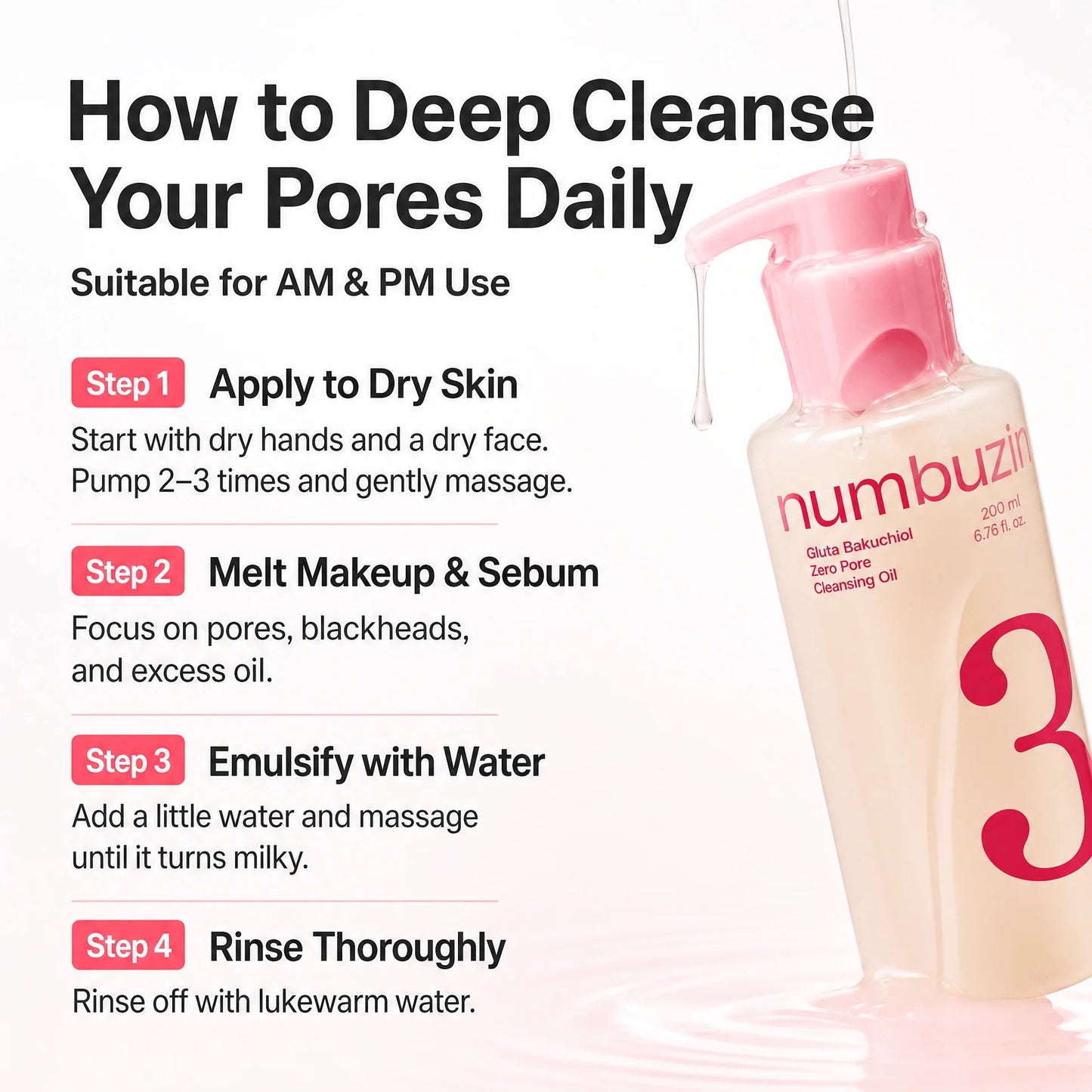 Numbuzin No.3 Bifida Bakuchiol Zero Pore Cleansing Oil 200ml